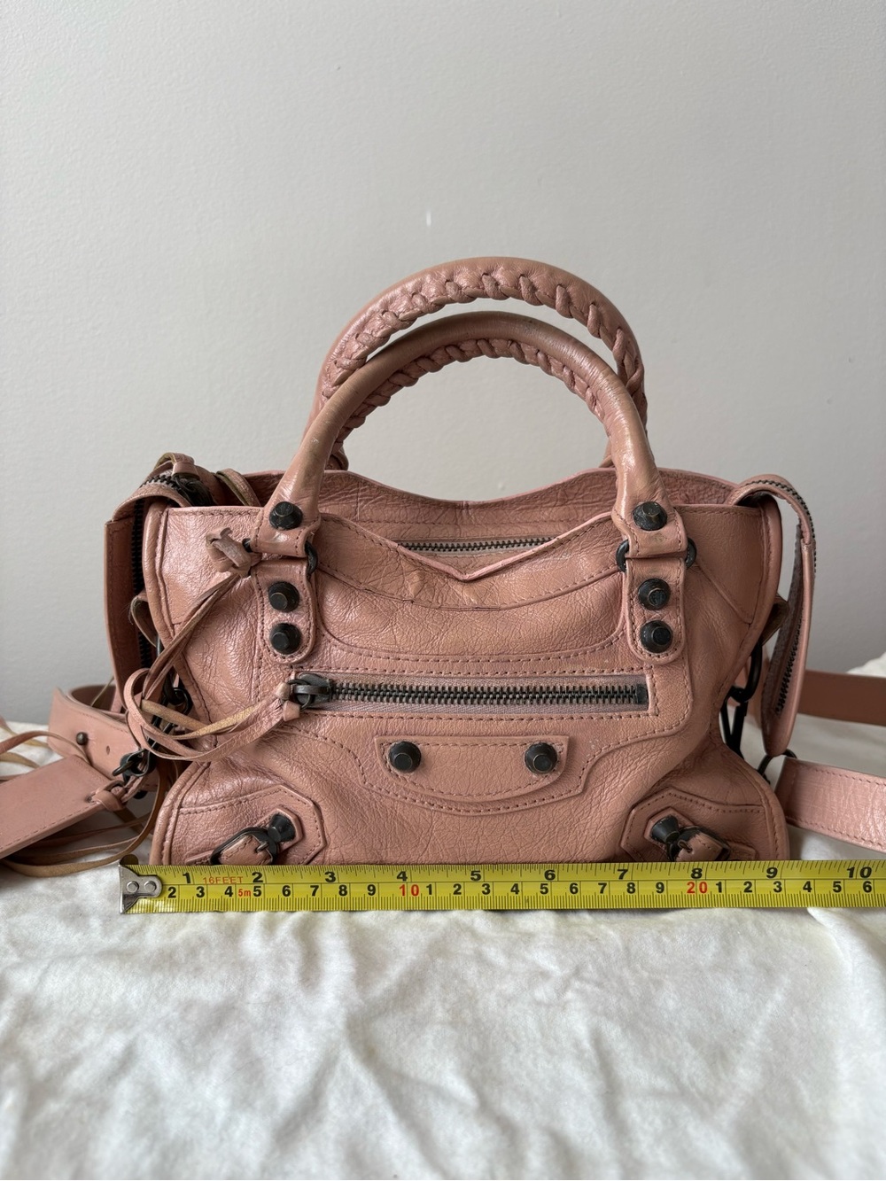 Balenciaga Pink Leather Braided-Handle Satchel